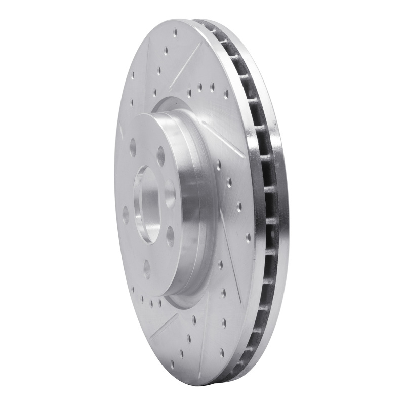 Land Rover Range Rover Evoque Brake Rotor (1) - Front Left - R1 Concepts - Drilled & Slotted - Silver - `07-`18